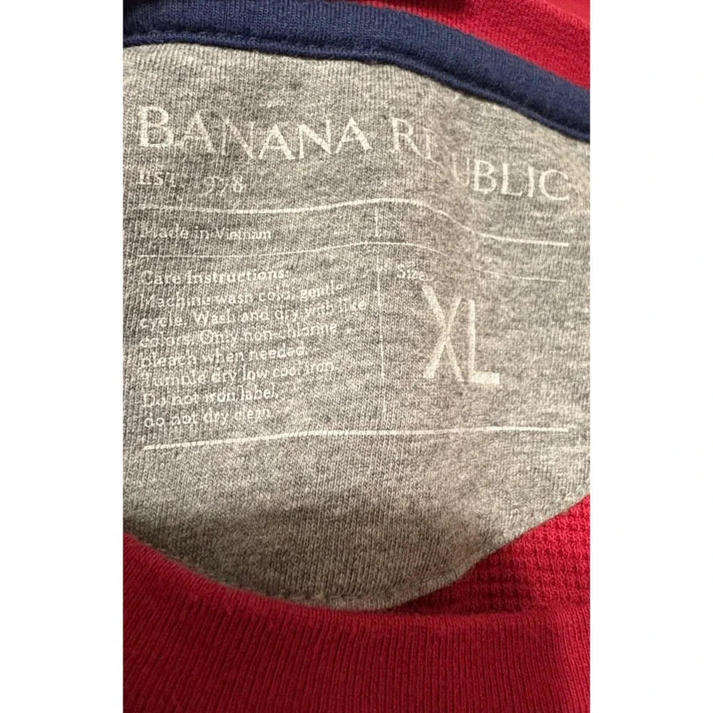 Banana Republic Mens Waffle Knit Shirt XL Red Long Sleeve Heritage Workwear‎